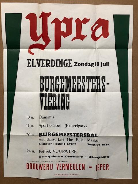 Oude affiche Brouwerij Vermeulen 1971, Verzamelen, Ophalen, Zo goed als nieuw