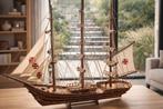 Houten model schip – zeilboot replica met zeilen, Ophalen