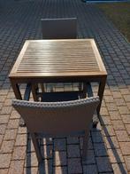 2 tuinstoelen met tafel (70Lx80Bx76H), merk bristol, Jardin & Terrasse, Chaises de jardin, Enlèvement, Comme neuf, Aluminium, Empilable