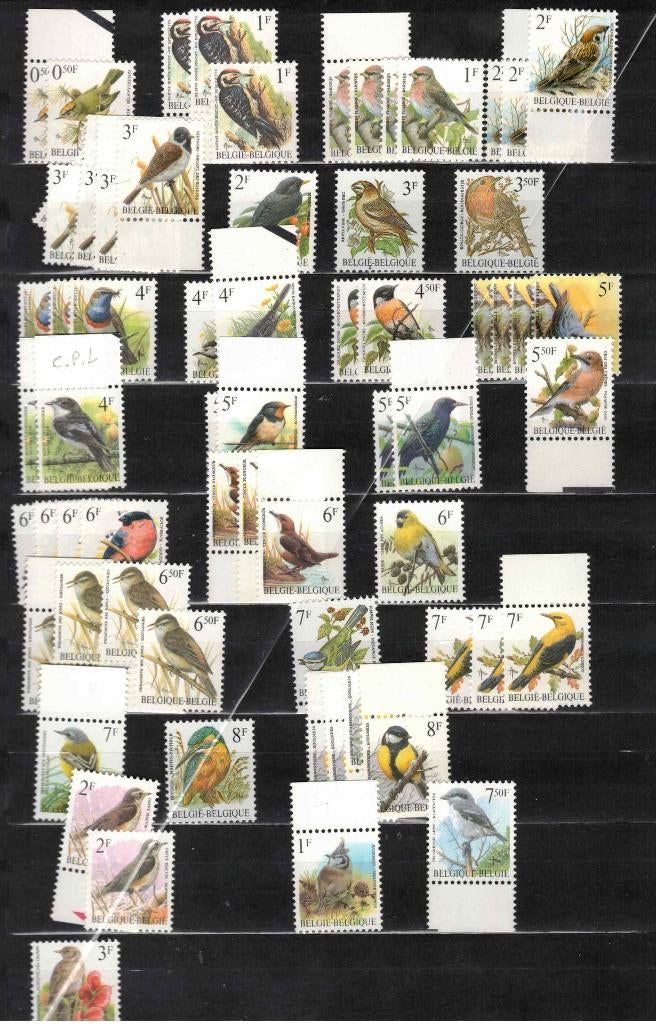 postzegels belgie varia vogel  in verschillen gom en papier, Orginele gom, Ophalen of Verzenden, Zonder stempel, Postfris