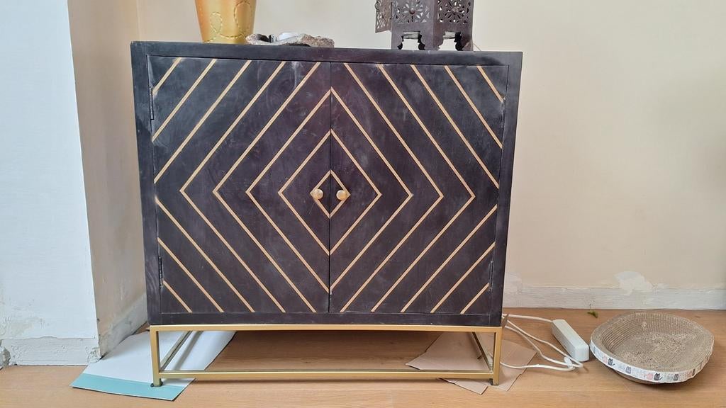 Buffet art déco noir et doré, Maison & Meubles, Enlèvement