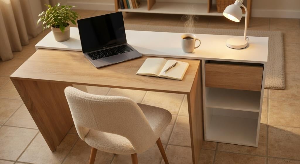 Bureau moderne, Maison & Meubles, Bureaux, Comme neuf, Bureau d'ordinateur, Moderne, Panneau de particules ou MDF, Blanc, Espace de rangement