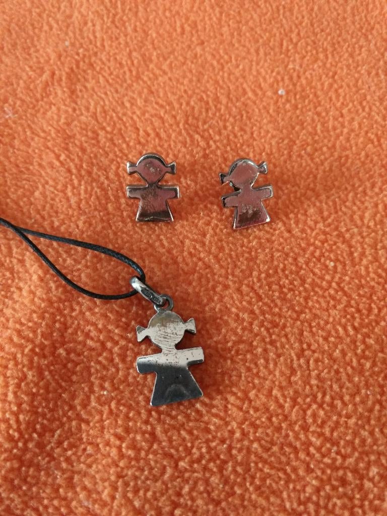 oorstekers en hangertje Alessi - Girotondo, Bijoux, Sacs & Beauté, Boucles d'oreilles, Enlèvement, Argent, Argent, Neuf