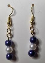 „Middernachtblauwe” oorbellen, Handtassen en Accessoires, Oorbellen, Hangers, Nieuw, Goud, Verzenden