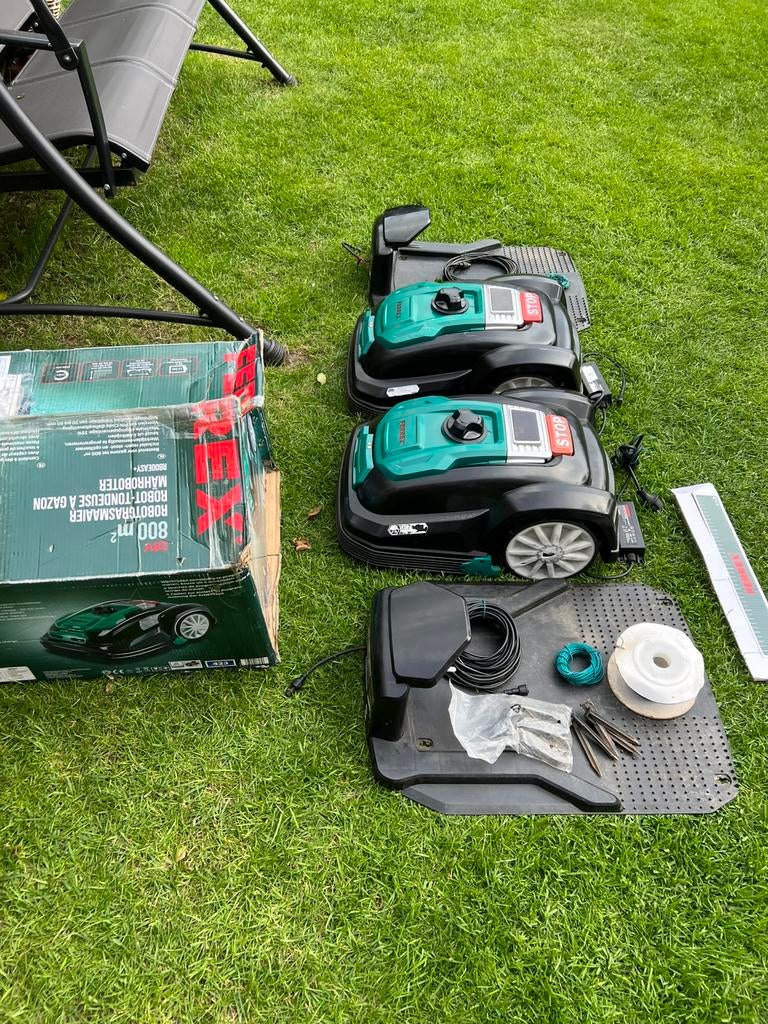 Twee Ferrex R800, Tuin en Terras, Grasmaaiers, Gebruikt, Accu-grasmaaier, Minder dan 30 cm, Mulchfunctie, Ophalen