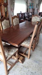 Antieke massieve eetkamer notelaar- complete set, Huis en Inrichting, Ophalen, Gebruikt, Antiek massief hout, 4 tot 6 stoelen