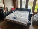 Slaapbank/zetel leder + eenzit, Huis en Inrichting, Ophalen, Zo goed als nieuw, Zwart
