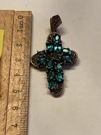 Zilveren kruisje met markasiet, Ophalen of Verzenden, Zo goed als nieuw