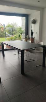 Table acier et verre, Maison & Meubles, Tables | Tables à manger, Enlèvement, Comme neuf, Verre