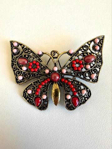 Vintage vlinderbroche 6x5 cm