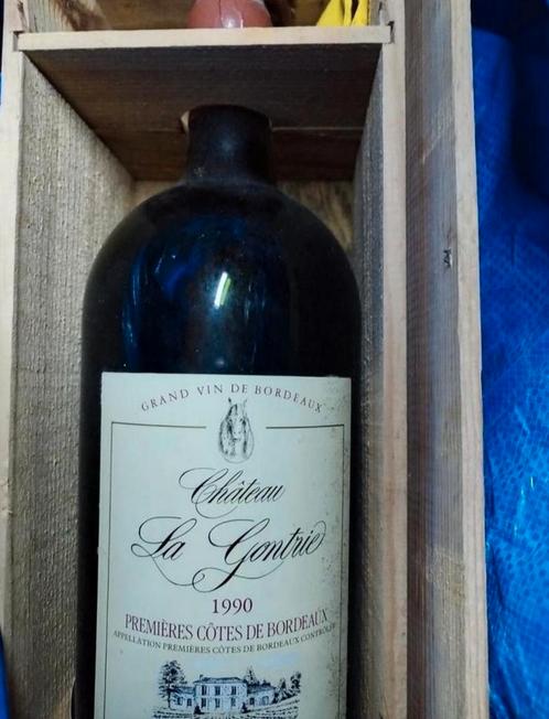 5L Jerobeam 1990 Chateau La Gontrie Premières Côtes Bordeaux, Verzamelen, Wijnen, Zo goed als nieuw, Rode wijn, Frankrijk, Vol