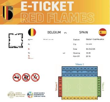 2 Tickets RED FLAMES - België-Spanje - 30 mei 25 beschikbaar voor biedingen