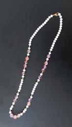 Collier sautoir blanc-rose irisée, Enlèvement, Comme neuf, Rose, Synthétique