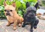 Naturel franse bulldog beelden, Tuin en Terras, Ophalen of Verzenden, Nieuw, Kunststof, Dierenbeeld