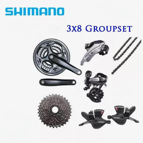 Shimano groepset 3x8, Fietsen en Brommers, Fietsonderdelen, Zo goed als nieuw, Algemeen, Overige typen, Ophalen