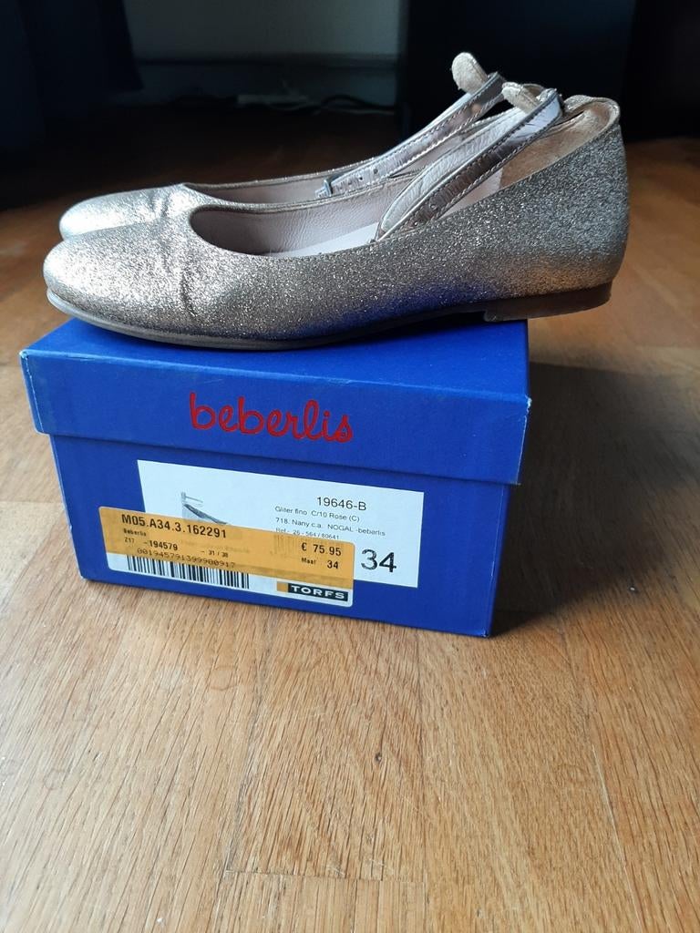 Beberlis gouden ballerina schoenen maat 34, Enlèvement, Comme neuf