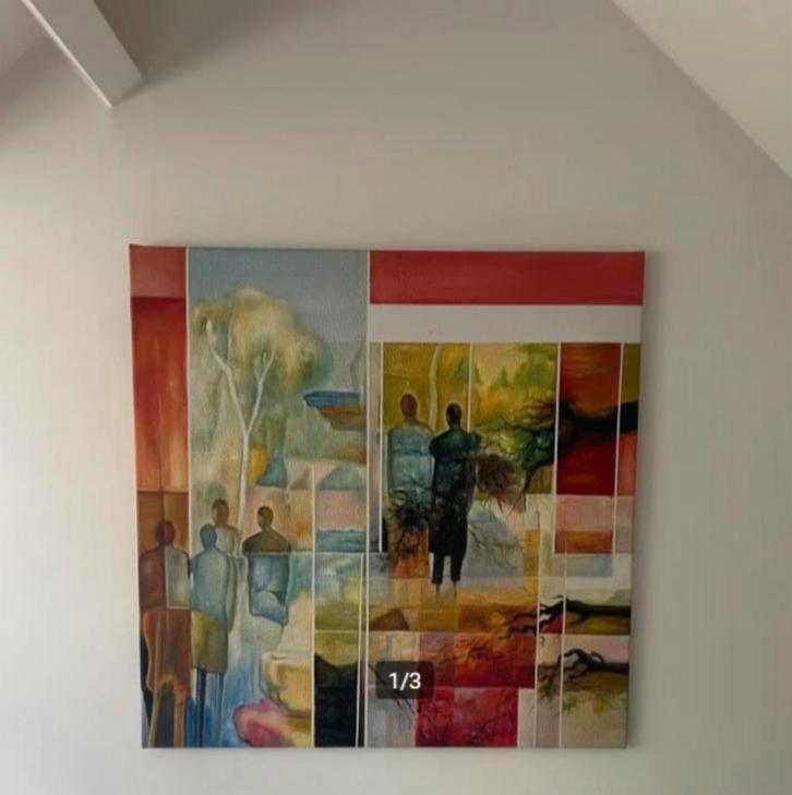 hand painted Schilderij kunstenaar abstract rood mens kunst, Antiek en Kunst, Kunst | Schilderijen | Abstract, Ophalen of Verzenden