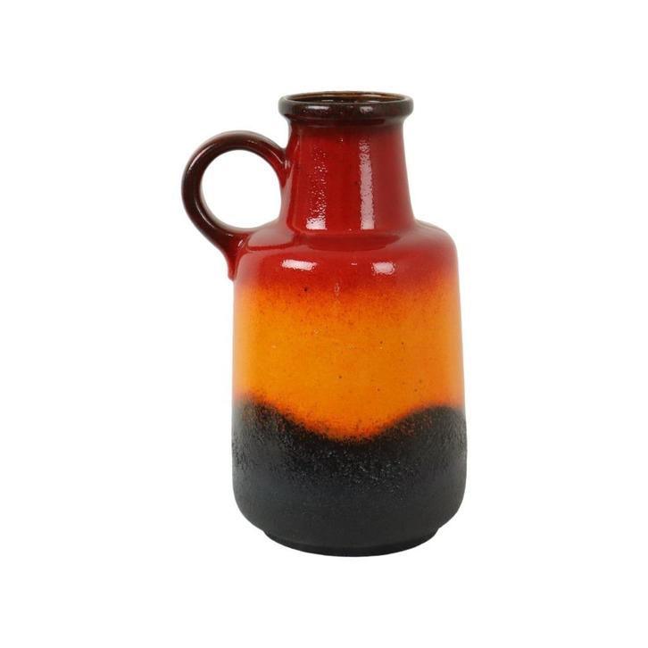 Fat Lava West Germany Vaas Aardewerk Scheurich Oranje Rood, Huis en Inrichting, Woonaccessoires | Vazen, Gebruikt, Rood, Minder dan 50 cm