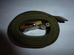 broekriem kaki , soepel 1.2m lang , messing sluiting, Ophalen of Verzenden, Landmacht, Kleding of Schoenen
