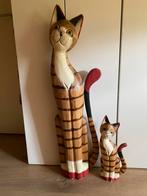 Katten duo van massief hout (op te knappen), Antiek en Kunst, Ophalen