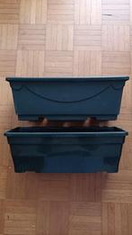 Lot bundel 2 bloembakken jardinières 40cm donkergroen, Tuin en Terras, Bloembakken en Plantenbakken, Ophalen, Kunststof, Minder dan 30 cm