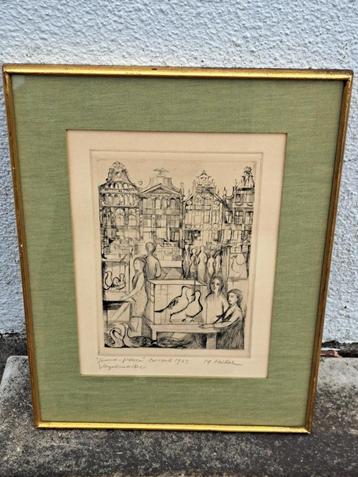 Gravure grand place de bruxelles signe beschikbaar voor biedingen
