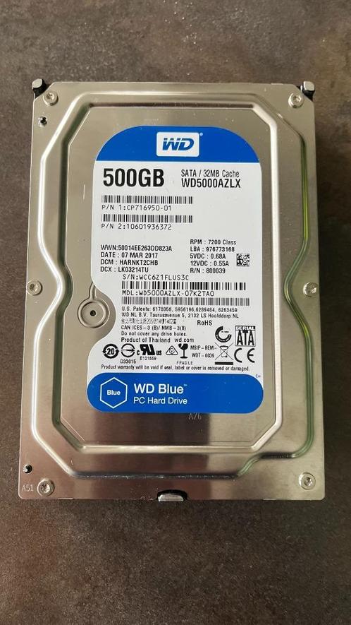 Disque dur SATA 3,5" Western Digital 500GB, Computers en Software, Harde schijven, Refurbished, Desktop, Intern, HDD, SATA, Ophalen of Verzenden