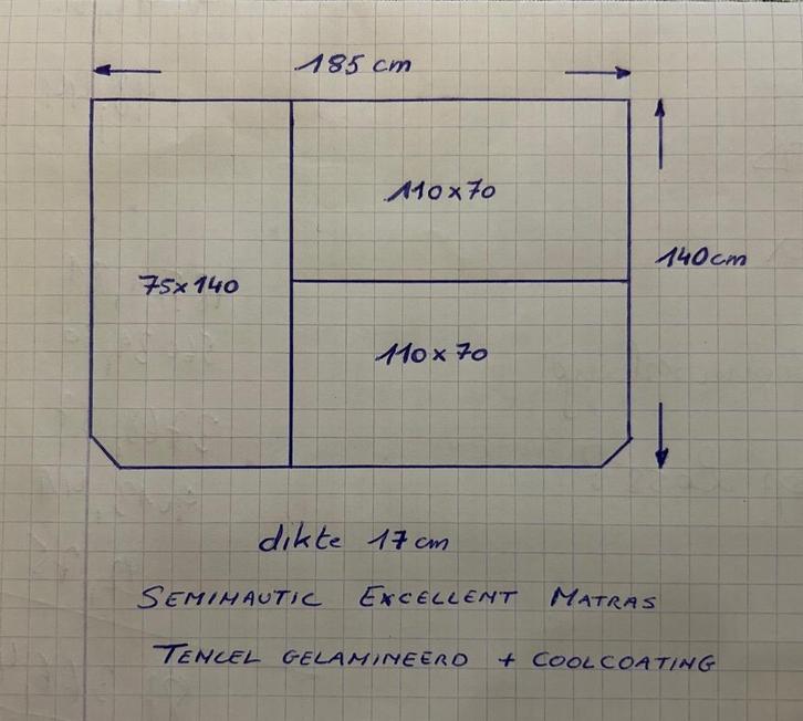 Matras voor dwarsbed campervan, Caravans en Kamperen, Mobilhome-accessoires, Zo goed als nieuw, Ophalen