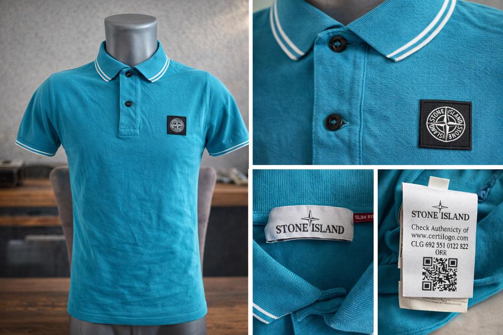 Stone Island polo blauw/turquoise – maat S (Slim Fit), Kleding | Heren, Polo's, Zo goed als nieuw, Maat 46 (S) of kleiner, Blauw