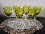 6 antieke Art Deco glazen in kristal., Ophalen