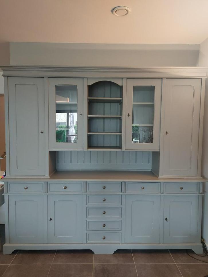 240 cm grote dennenhouten 2 delige kast, Maison & Meubles, Armoires | Armoires murales, Avec tiroir(s), Avec porte(s), Avec tablette(s)