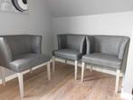 4 grijze clubzetels,armstoel, loungestoel,stoel + armleuning, Huis en Inrichting, Grijs, Stof, Ophalen of Verzenden