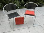 Vier terrasstoelen, metaal zwart en chroom, Huis en Inrichting, Ophalen, Zwart, Metaal, Vier