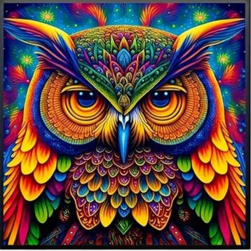 Diamond Painting Uil multicolor 30x30cm Painting 25x25cm beschikbaar voor biedingen