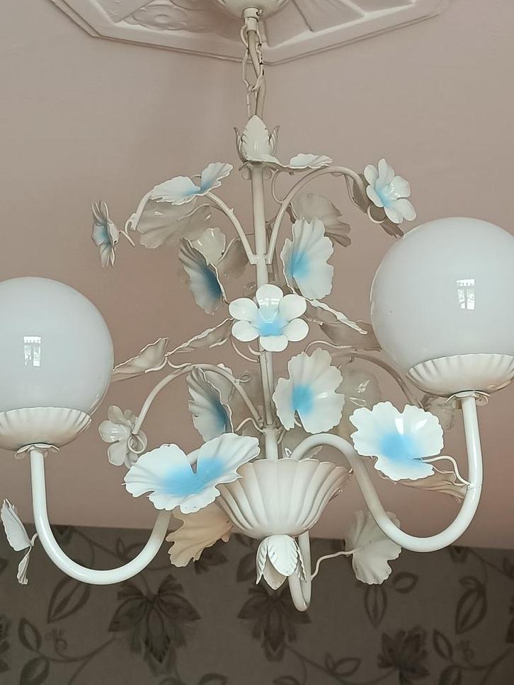 Vintage bloemen kroonluchter/ luster, Antiek en Kunst, Antiek | Verlichting, Ophalen