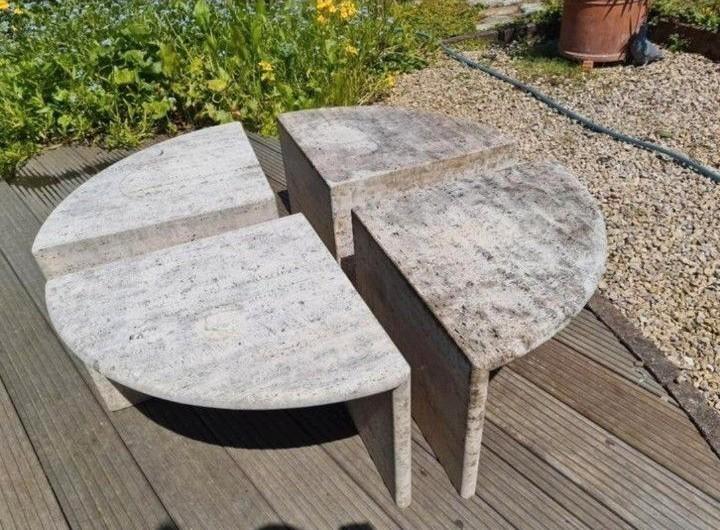 Tables basses en travertin et travertin au design vintage, Maison & Meubles, Tables | Tables de salon, Comme neuf, Enlèvement