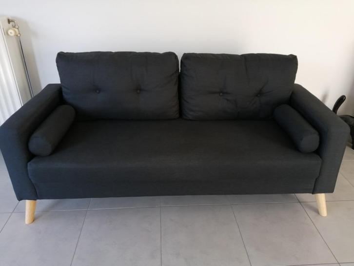 Zwarte zetel, Huis en Inrichting, Zetels | Zetels, Zo goed als nieuw, Rechte bank, Tweepersoons, 150 tot 200 cm, Minder dan 75 cm