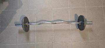 Barre de musculation torsadée + poids beschikbaar voor biedingen