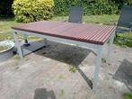 Tuintafel in hout met onderstel., Tuin en Terras, Tuintafels, Ophalen, Gebruikt, Rechthoekig, Hout