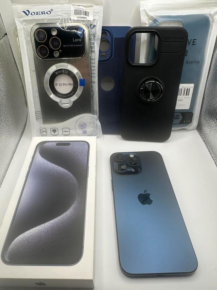 iPhone 15 Pro Max 512Gb Blue Topstaat + extras, Telecommunicatie, Mobiele telefoons | Toebehoren en Onderdelen, Zo goed als nieuw