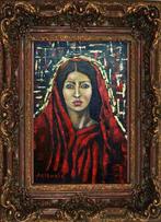 Tableau "Portrait d'une jeune fille au foulard rouge", Antiquités & Art, Envoi