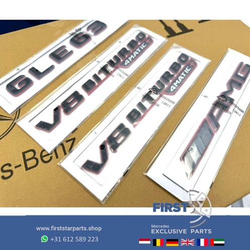 W167 V167 C167 GLE KLASSE GLE63 AMG LOGO SET ZWART ROOD 2023, Auto-onderdelen, Carrosserie, Mercedes-Benz, Gebruikt, Ophalen of Verzenden