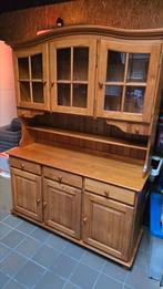 Grenen vitrine kast in 2 delen, Huis en Inrichting, Ophalen, Zo goed als nieuw