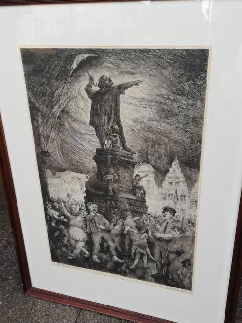G. Langie: Ets; 'Gentse Leute'; Gentse kunstenaar, Antiek en Kunst, Kunst | Etsen en Gravures, Ophalen