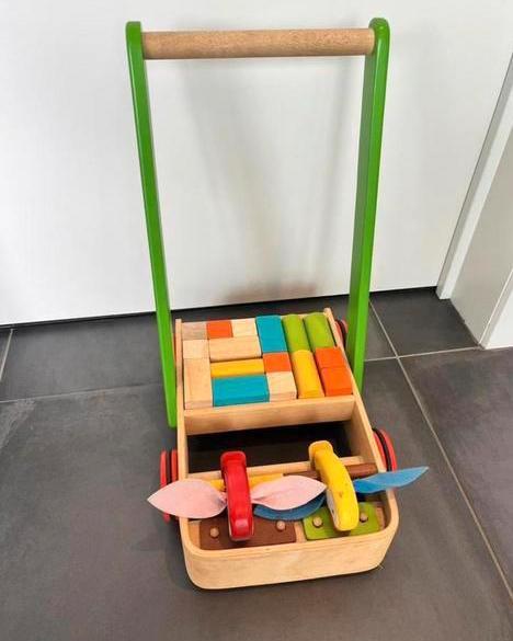 PlanToys houten speelgoed vogelwandelaar - loopkar, Kinderen en Baby's, Speelgoed | Houten speelgoed, Zo goed als nieuw, Duw- of Trekspeelgoed