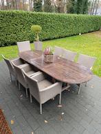 6 chaises de jardin en rotin tressé de couleur beige., Enlèvement, Comme neuf, Rotin, Empilable