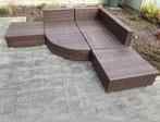 Moduleerbare Loungeset met kussens poly rattan bruin, Tuin en Terras, Tuinsets en Loungesets, Ophalen, Zo goed als nieuw, Loungeset