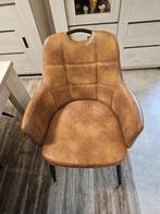 6 Kuipstoelen cognac ( leder look ), Autres couleurs, Métal, Comme neuf, Enlèvement