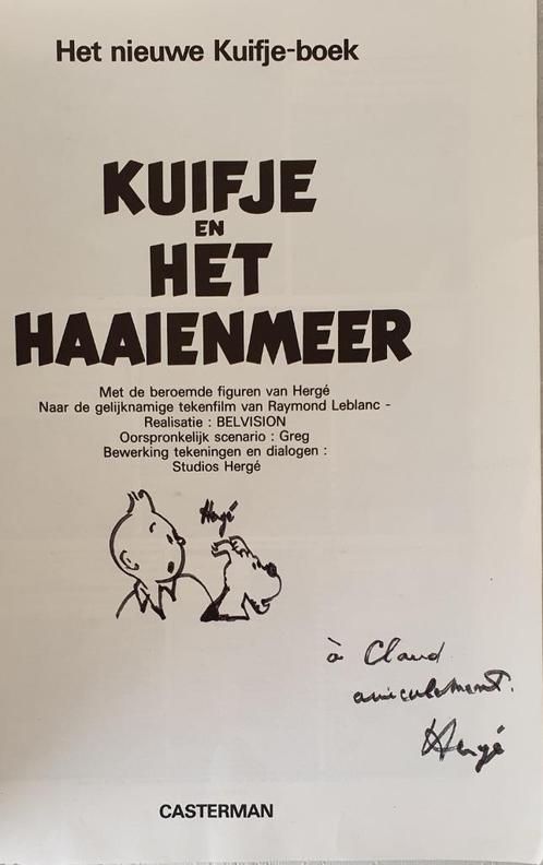 Kuifje in het haaienmeer - prachtige tekening Hergé - 2 maal, Boeken, Stripverhalen, Gelezen, Eén stripboek, Ophalen of Verzenden