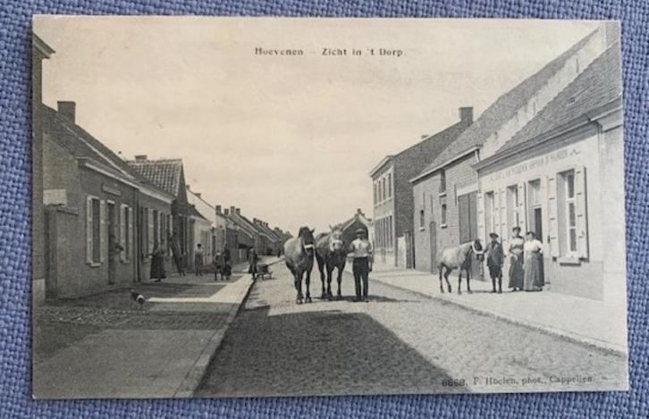 HOEVENEN Cappellen - Zicht in 't dorp met paarden - ca.1910, Verzamelen, Postkaarten | België, Ongelopen, Antwerpen, Voor 1920